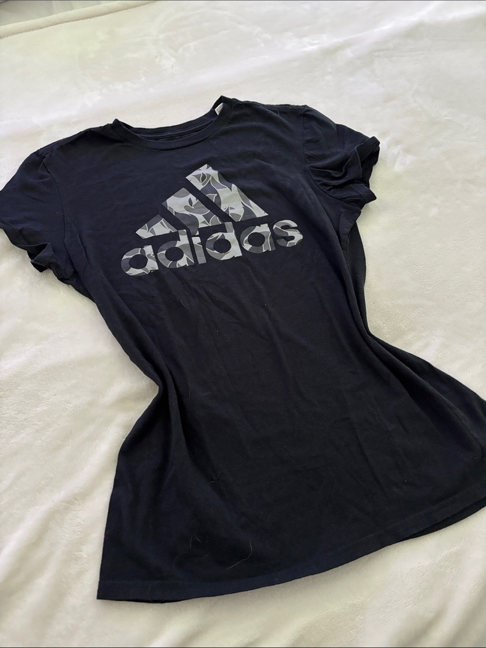 adidas Black Tee with Gray Camo Logo